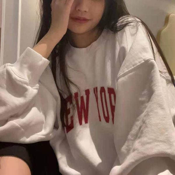 

women's hoodies & sweatshirts 2021 autumn and winter letter embroidered korean version of health, Black