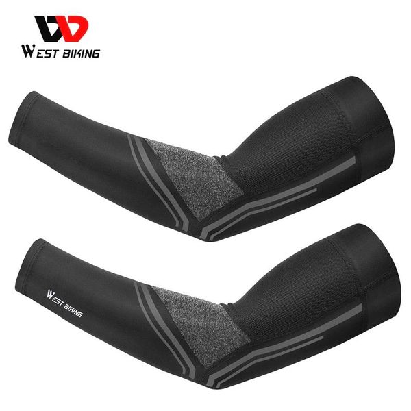 

elbow & knee pads anti-uv cycling arm sleeves breathable ice silk bike sleeves,for mountain bikes,bicycle, fitness men and women sports guar, Black;gray