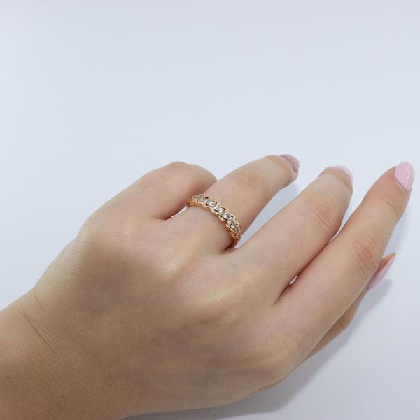

cluster rings gold plated row zircon chain ring, Golden;silver