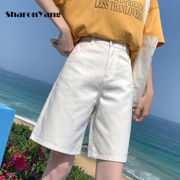 

women's jeans jean shorts women summer denim short blue casual high waist streetwear plus size 2021 white knee length
