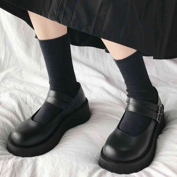

sandals ins girl buckle platform black marry janes shoes women wees concise casual spring pumps