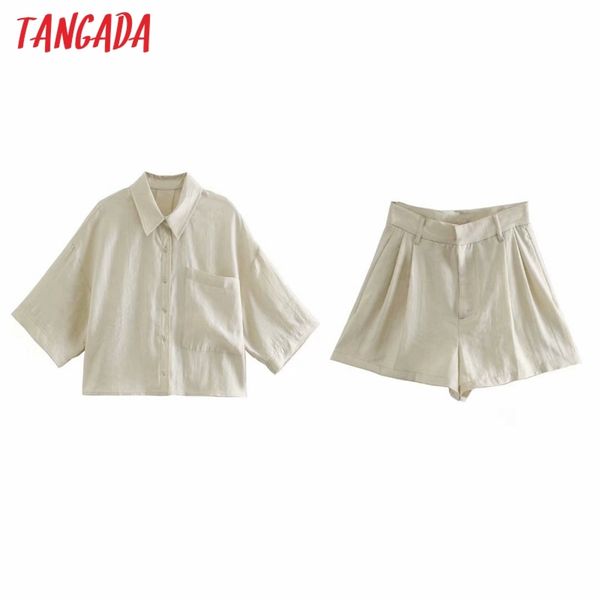 

korea chic solid women fashion suit 2 piece set crop and shorts 2r35 210416, White