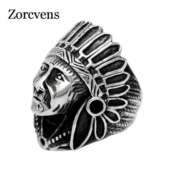 

cluster rings zorcvens fashion chief ring punk rock stainless steel for men religious male jewelry accessory vintage, Golden;silver