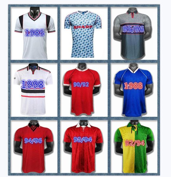 

ronaldo retro soccer jersey solskjaer cantona beckham 95 96 utd football shirt giggs united cruyff rooney scholes keane ronaldo maillot, Black;yellow