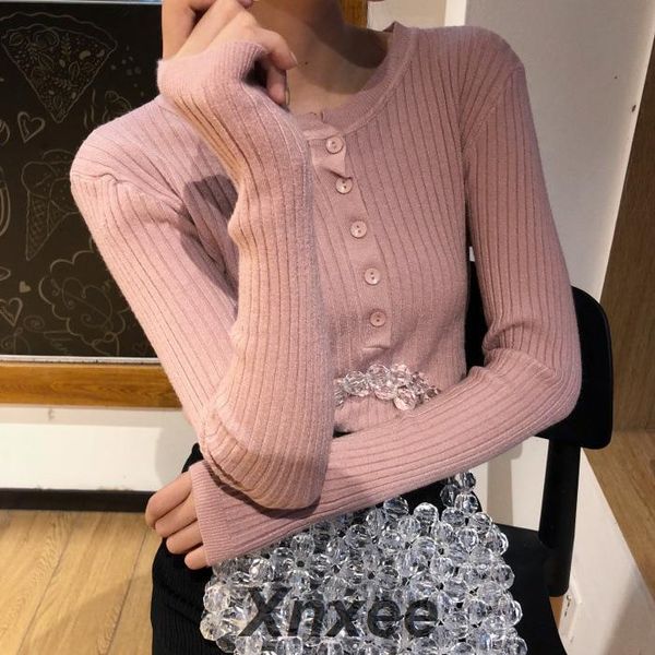 

women's sweaters women pullovers sweater knitted autumn winter spring fashion elegant buttons casual ladies bottoming xnxee, White;black