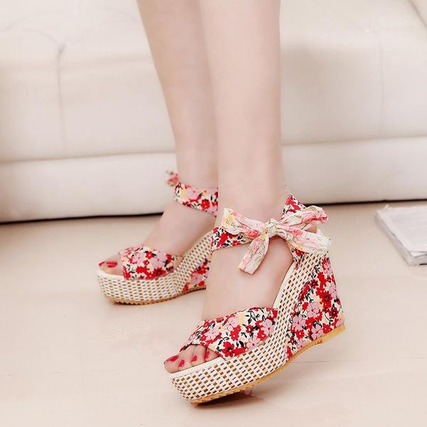 

wedges sandal with platforms wedge heels women bohemian sandals 2021 ladys high shoes sandalen platform summer, Black