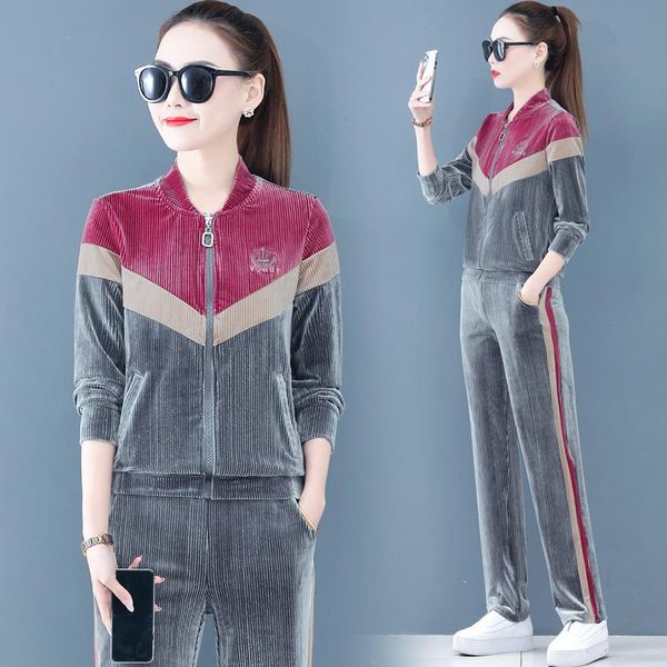 

women's two piece pants plus velvet padded sports suit women autumn winter fashion lamb sweater jacket warm set gray black, White