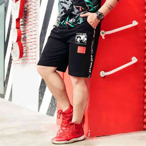 

men's pants fat shorts trend summer add korean casual loose large size capris znyh, Black