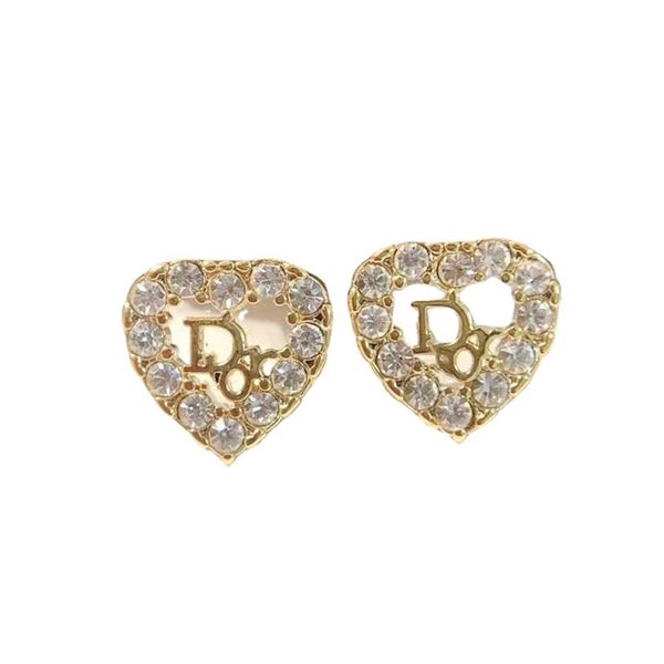 

70% off outlet online family letter love full diamond earrings for women fashion naked earrings, Golden