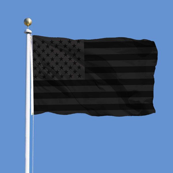 Bandiera americana tutta nera 3x5 piedi Nessun quarto sarà concesso Banner di protezione storica USA USA Bandiere in poliestere 90 * 150 cm w-00847