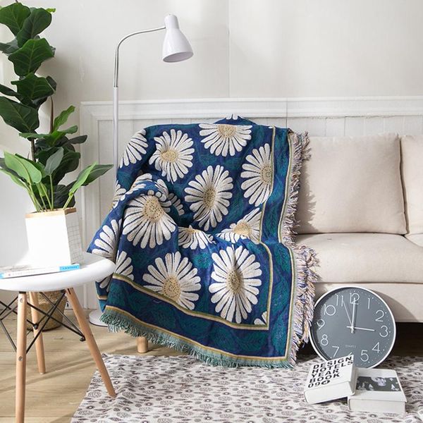 

blankets european cotton couch blanket flowers knit woven dust proof sofa cover thicken bedroom bed decorative travel throw