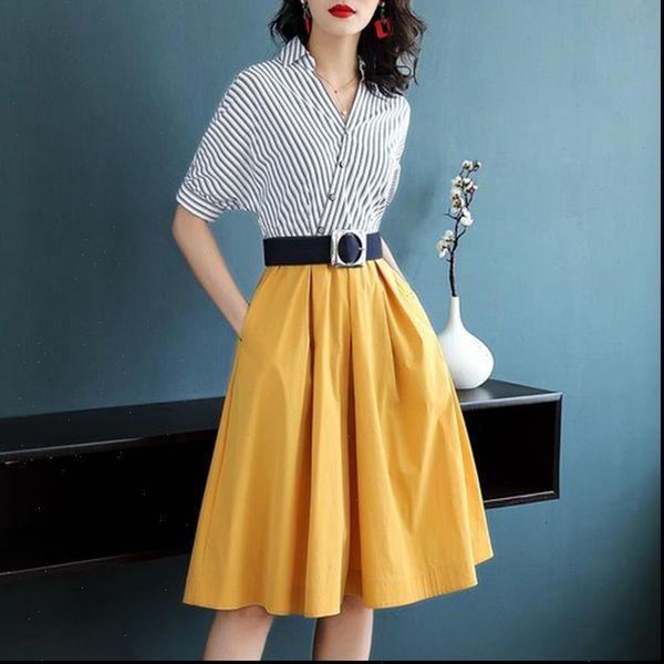 

striped shirt spring autumn office women dresses elegant v neck tunic fashion slim work female vestido, Black;gray