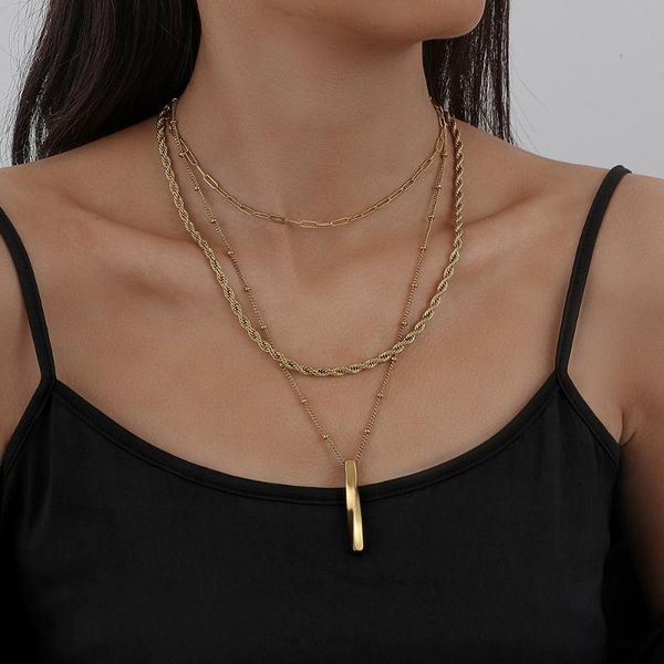 

pendant necklaces 2021 female personality multi-layered clavicle chain korean necklace jewelry for girls, Silver