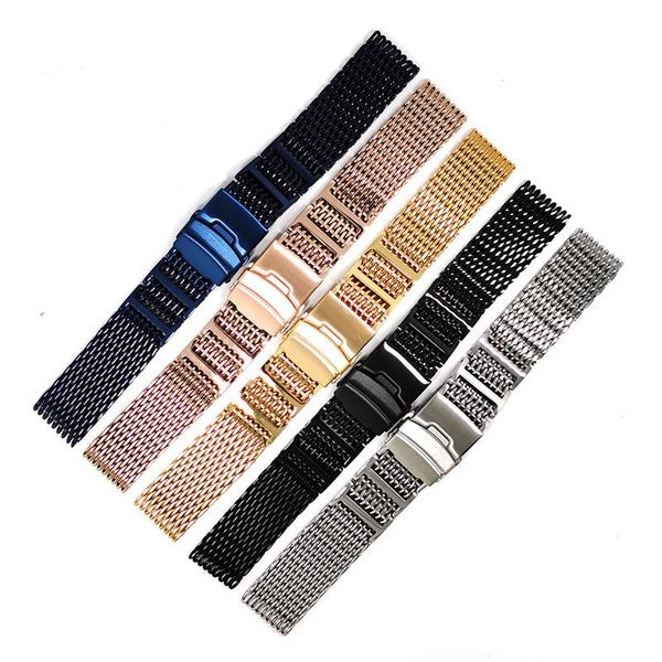 

shadowshark 20mm/22mm/24mm watch strap acero inoxidable solid longitud ajustable silvery band 2021 bands, Black;brown