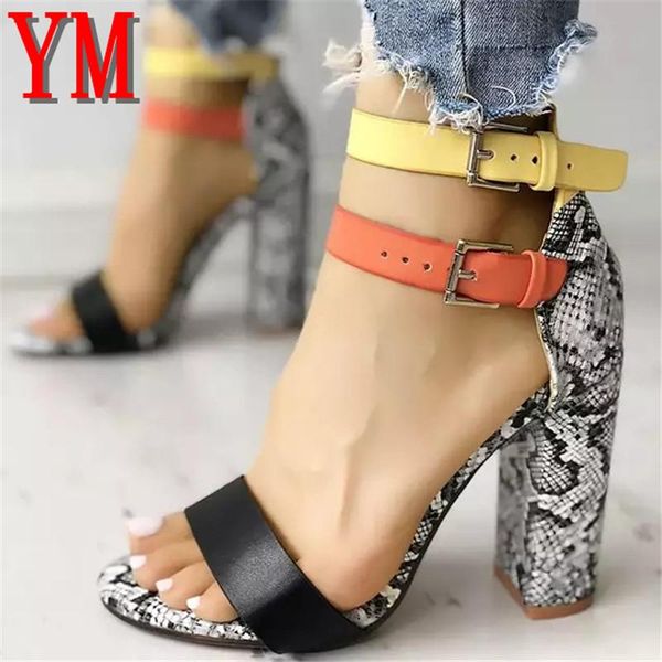 

dress shoes drop fashion women sandalias mujer women's ladies gold snake high heels buckle strap sandals casual 34-43, Black