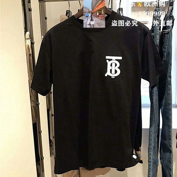 

2001overseas village 2021 summer new product tb letter pure cotton short sleeve men's loose casual t-shirt women's2012, White;black