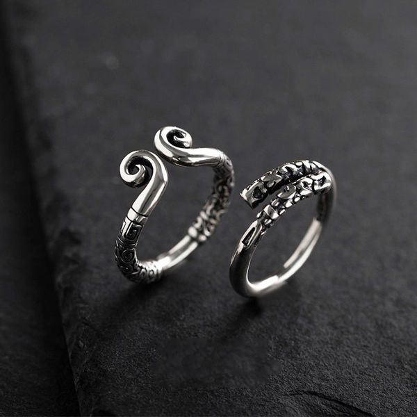 

[love in my life] a pair of index finger ring, ancient style gold hoop female sterling silver, chinese wedding rings, Slivery;golden