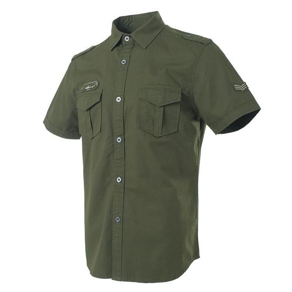 

men's casual shirts arrivals dropship clothing green shirt male military heavy cotton slim fit short sleeve for men, White;black