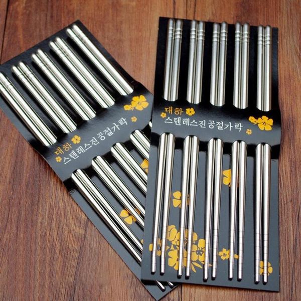 

chopsticks 5 pairs of stainless steel squared chinese in healthy fashion lightweight anti-slip metal kitchen