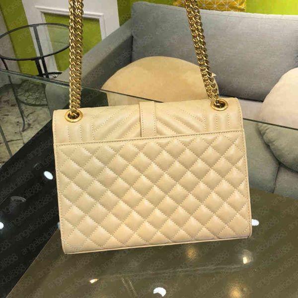 

quileted chain envelope bag beige women shoulder crossbody handbag with series number large size calfskin genuine leather i0u