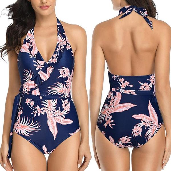 

off the shoulder solid swimwear women one piece swimsuit bodysuit female bathing suit ruffle monokini swim wear f3 two-piece suits