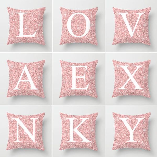 

cushion/decorative pillow modern minimalist style pink metal letters peach skin pillowcase 26 printing cushion cover