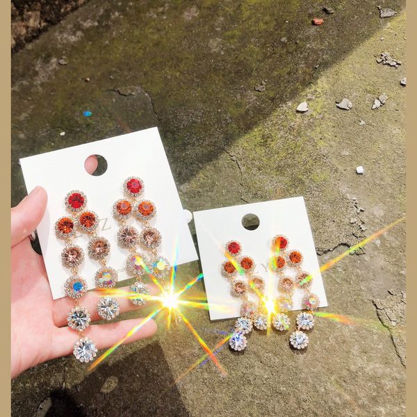 

high-end design exported to south korea crystal rhinestones dangle & chandelier silver needle earrings