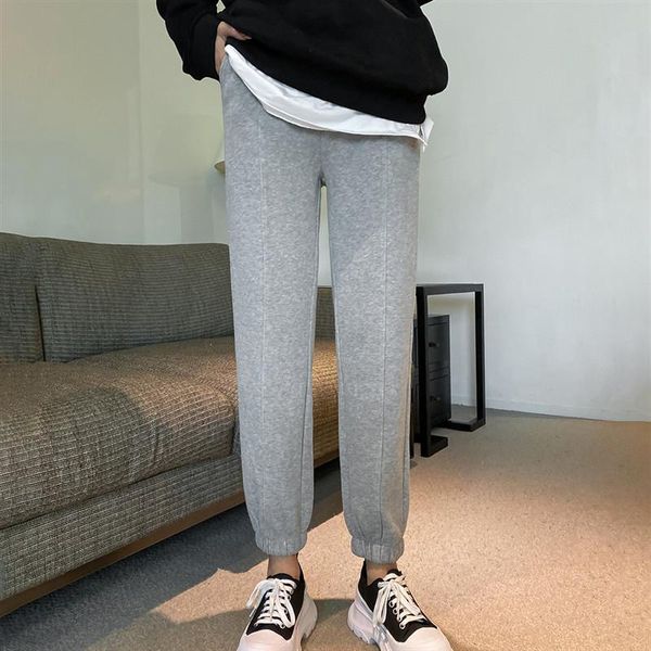 

poungdudu 2021 winter maternity pants for pregnant women soft harem trousers legging casual velvet thicken loose office lady bottoms, White