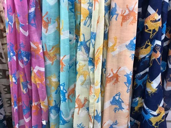 

scarves sale fawn print shawls reindeer christmas wraps hijab soft scarf 5 color, Blue;gray