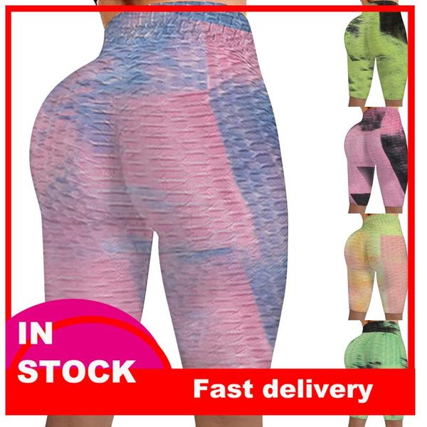 

40# yoga sport shorts women high waist training tie-dye printed leggings fitness gym workout running stretch sports outfit