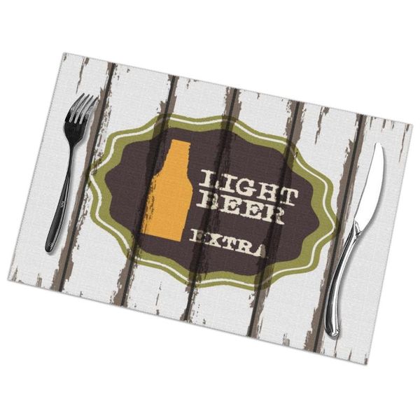 

pcs placemat light beer labels on old wood background fabric table mats tableware kitchen tool & pads