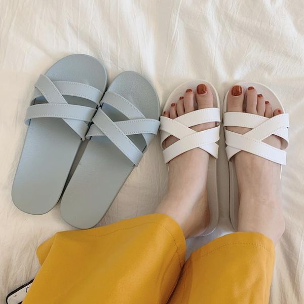

slippers summer women's shoes flat beach non-slip ladies black shower sandals open-toed indoor