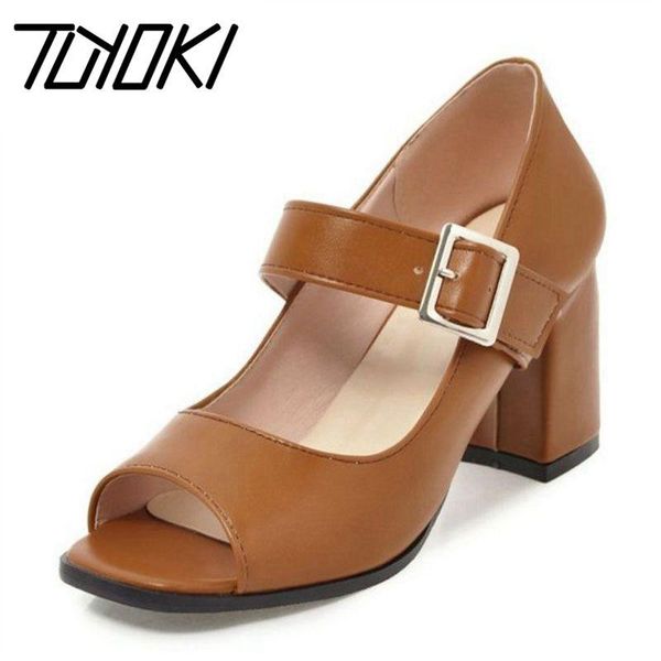 

tuyoki dropshipp plus size 33-47 women's sandals fashion buckle strap open toe summer shoes women office high heel, Black