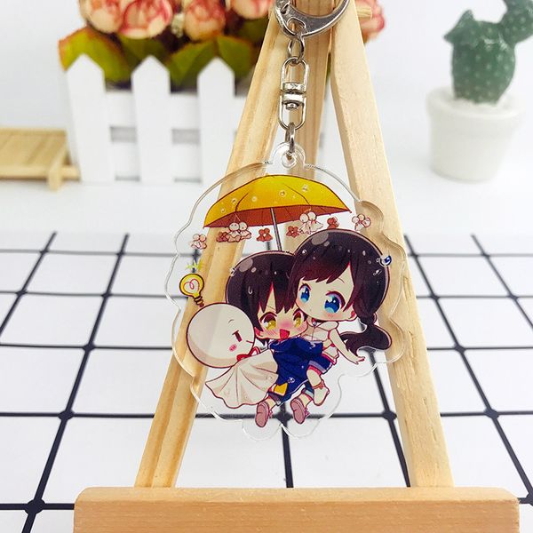 

weathering with you keychain woman cartoon acrylic figure key ring anime cute morishima hodaka key chains man jewellery llaveros, Slivery;golden