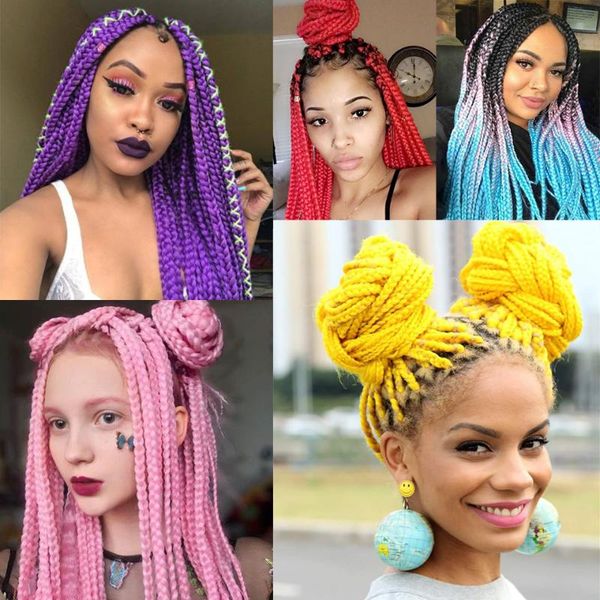 

human ponytails xiyue synthetic braiding hair extensions 82inch 165g/pack long jumbo braids bulk purple pink gray blue pure color for bra, Black
