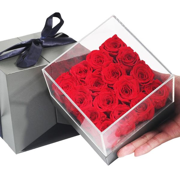 

decorative flowers & wreaths eternal flower+gift box+gift preserved rose home decor wedding party valentine's day christmas gifts craft