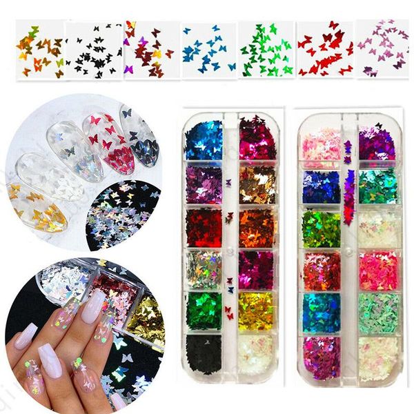 

holographic butterfly shape nail art glitter micro laser star flakes 3d silver gold sequins polish manicure decoration decorations