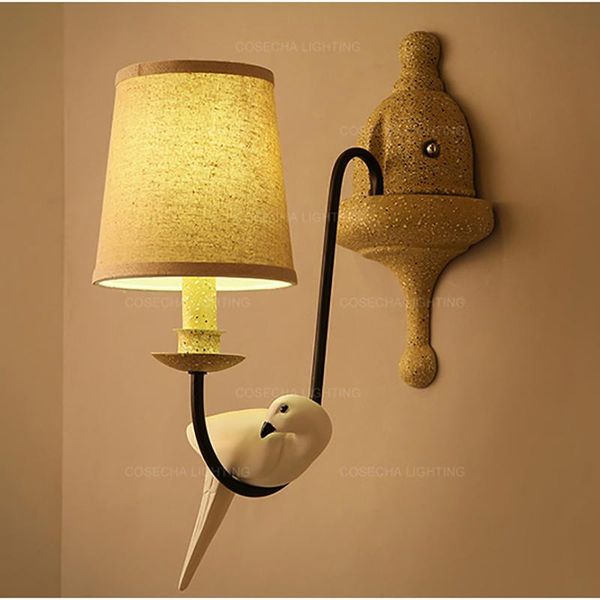 

wall lamps retro bird with fabric shade fench wooden sconce vintage decorative light in bedroom hallway corridor foyer