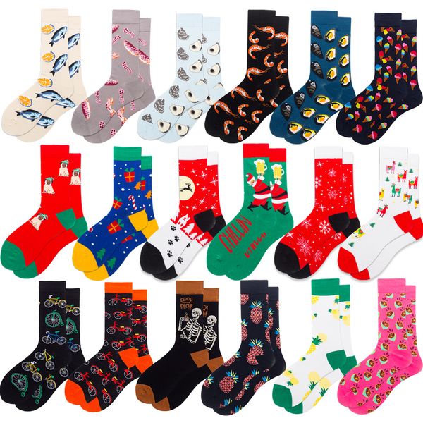 

men's colorful funny novelty casual combed cotton crew socks gift cute fun pattern dress sock pack, Black