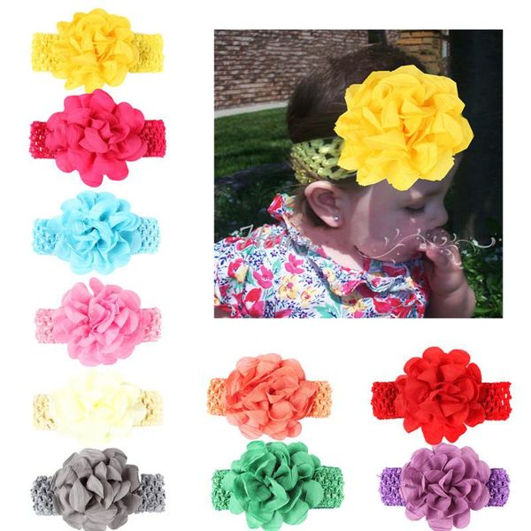 

wide band big flower headbands hair accessories newborn baby soft head bands headdress headwear infant kids elastic lovely sweet hairbands, Slivery;white