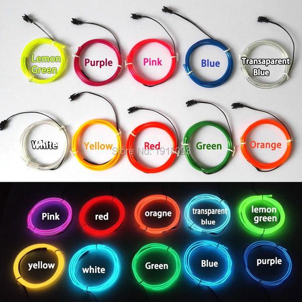 

strips 3.2mm el wire rope tube 1-25meter craft decorative flexible led strip neon light 10 color choice not include control