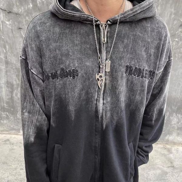 

women's hoodies & sweatshirts sxgoth harajuku dark hoodie goth jacket punk oversized zipper hip hop coat gradient winter loose aestheti, Black