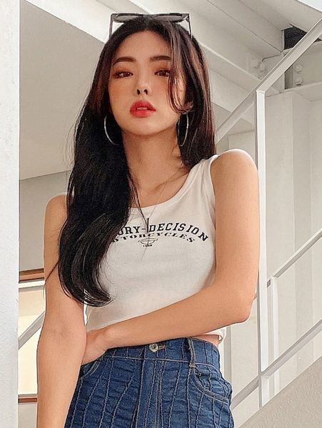 

dazy letter graphic crop tank s9f2#, White