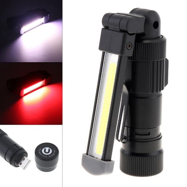 

flashlights torches securitying rechargeable work light aluminum alloy usb charging cob led lamp 360 degree rotation for vehicle overhaul