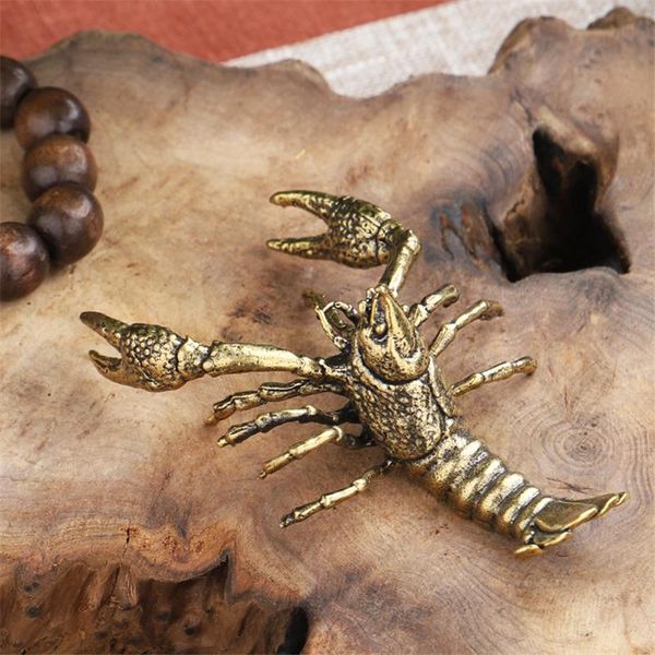 

solid brass crayfish simulation animal figurines miniatures deskornament modern fish tank decoration accessories lobster toy decorative