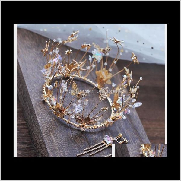 

drop delivery 2021 hair ornaments dress aessories headwear dinner crown wedding jewelry 9kimn, Slivery;golden