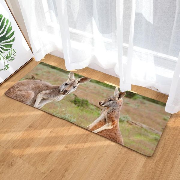 

bath mats flannel long floor mat door heat transfer printing kangaroo kitchen bathroom water-absorbing non-slip carpet