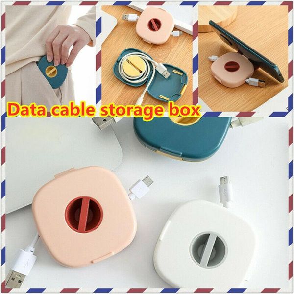 

data cable storage box rotatable for earphone charging travel mobile phone organizing bag silicone bottles & jars