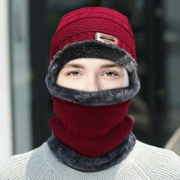 

berets mens knitted neck warmer winter hat woolen warm hiking cycling outdoor ski cap sports climbing women knit scarf beanies, Blue;gray