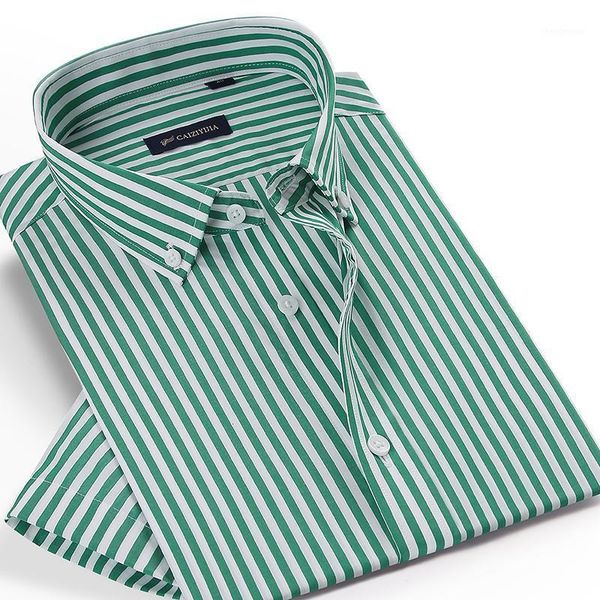 

men's dress shirts 100% cotton short sleeve striped shirt button down collar male business casual social summer fashion clothing, White;black